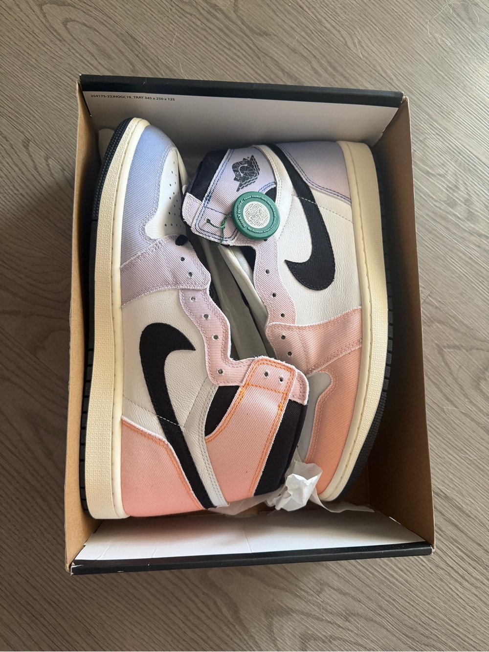 Jordan High-Top Sneakers in Pink, Lavender, White and Black